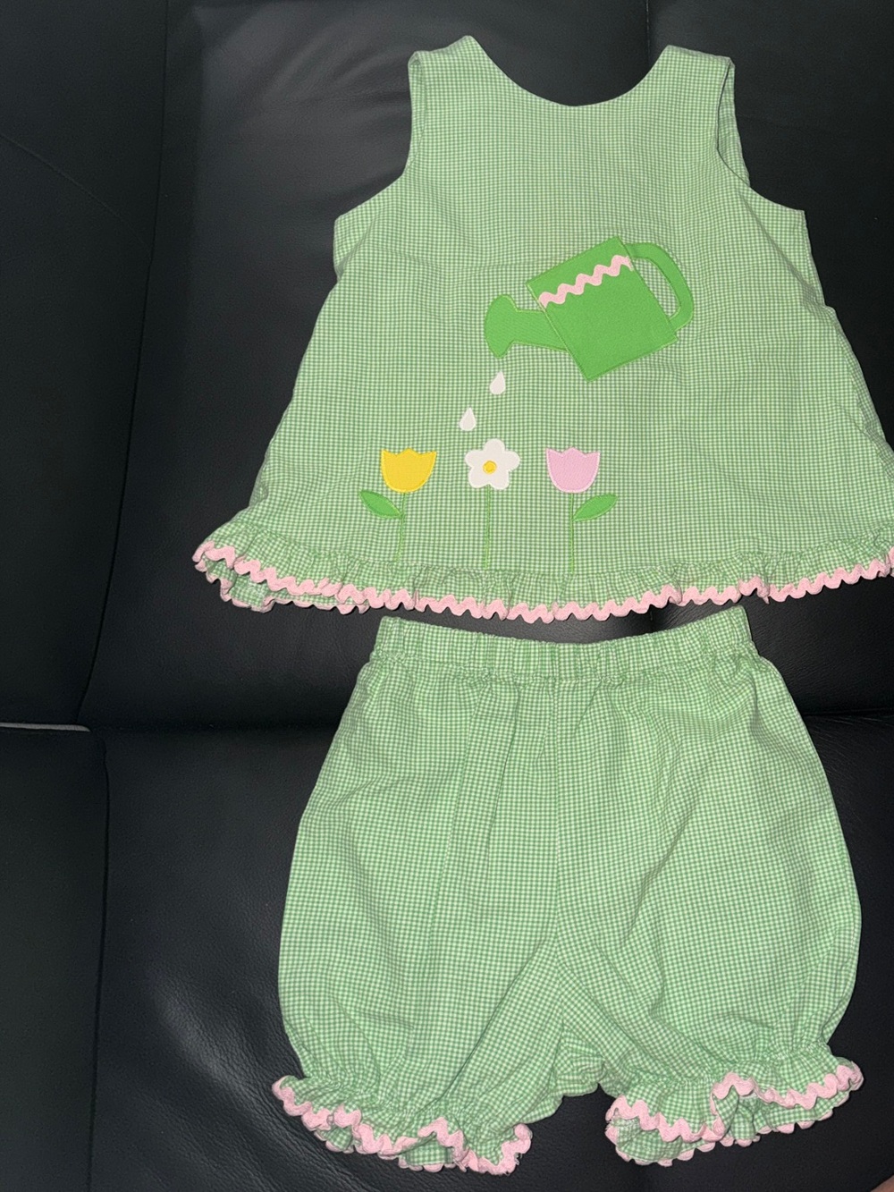 Green Gingham Garden Watering Can Toddler Set